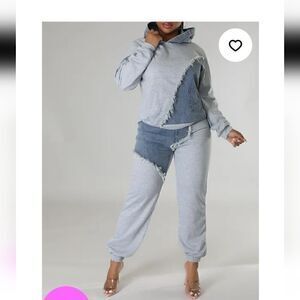 Cherry Mellow French Terry and demin jogger ( sweatshirt not included)